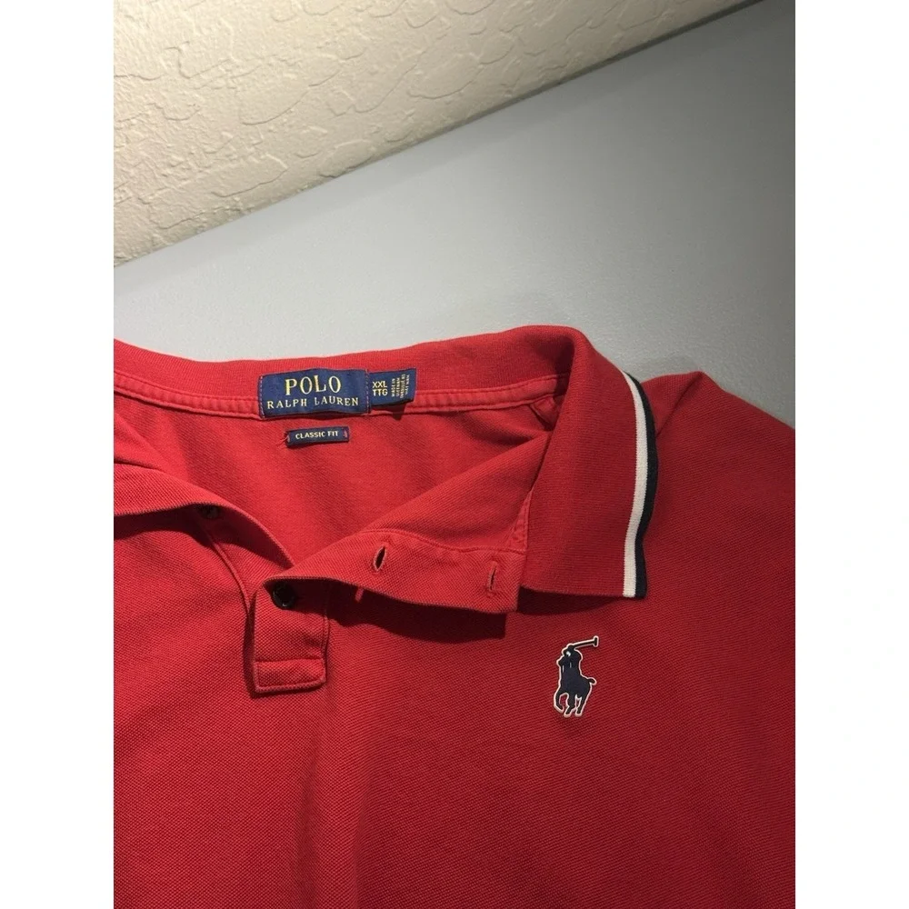 Polo‎ Ralph Lauren Polo Shirt Spelled Out Sleeve Collar Red XXL